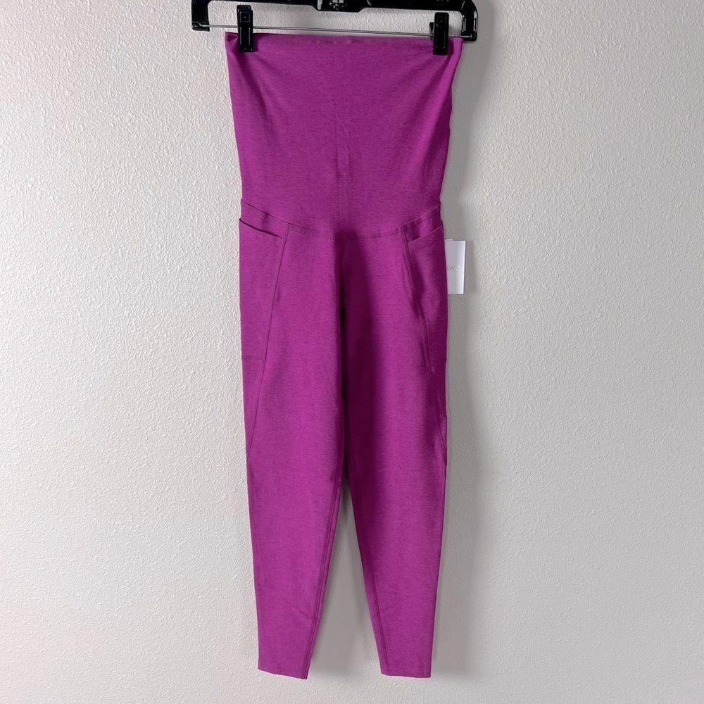 New Beyond Yoga Spacedye Love The Bump Maternity Pocket Midi Legging Magenta NWT